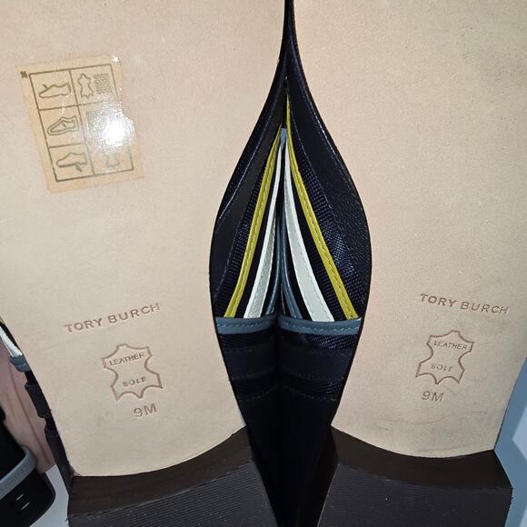 Tory Burch Jessa Stripe Mesh Loafer In Perfect Navy Multi Gold Chain Not Worn 9 - Picture 6 of 11